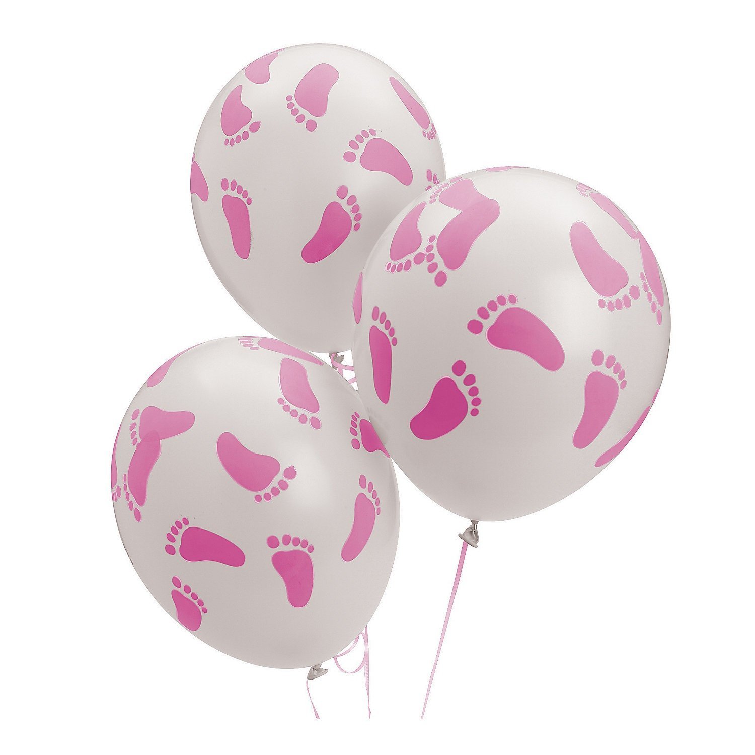 Fun Express Baby Girl Shower Party Pink Footprint Latex Ballons - 24 Pieces