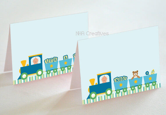 Train Baby Shower Place Cards - Baby Boy - DIY Printable Digital File